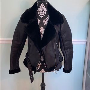 Faux suede moto jacket